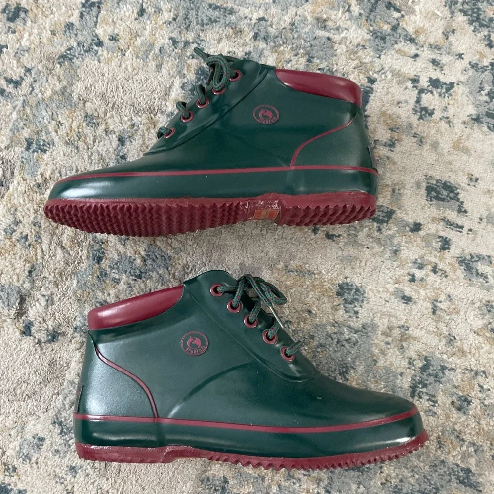 SPORTO Duck Waterproof Vintage‎ Boots, Rubber, Green, Size 7